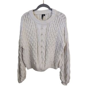 Moon & Madison White Cable Knit Sweater Size S